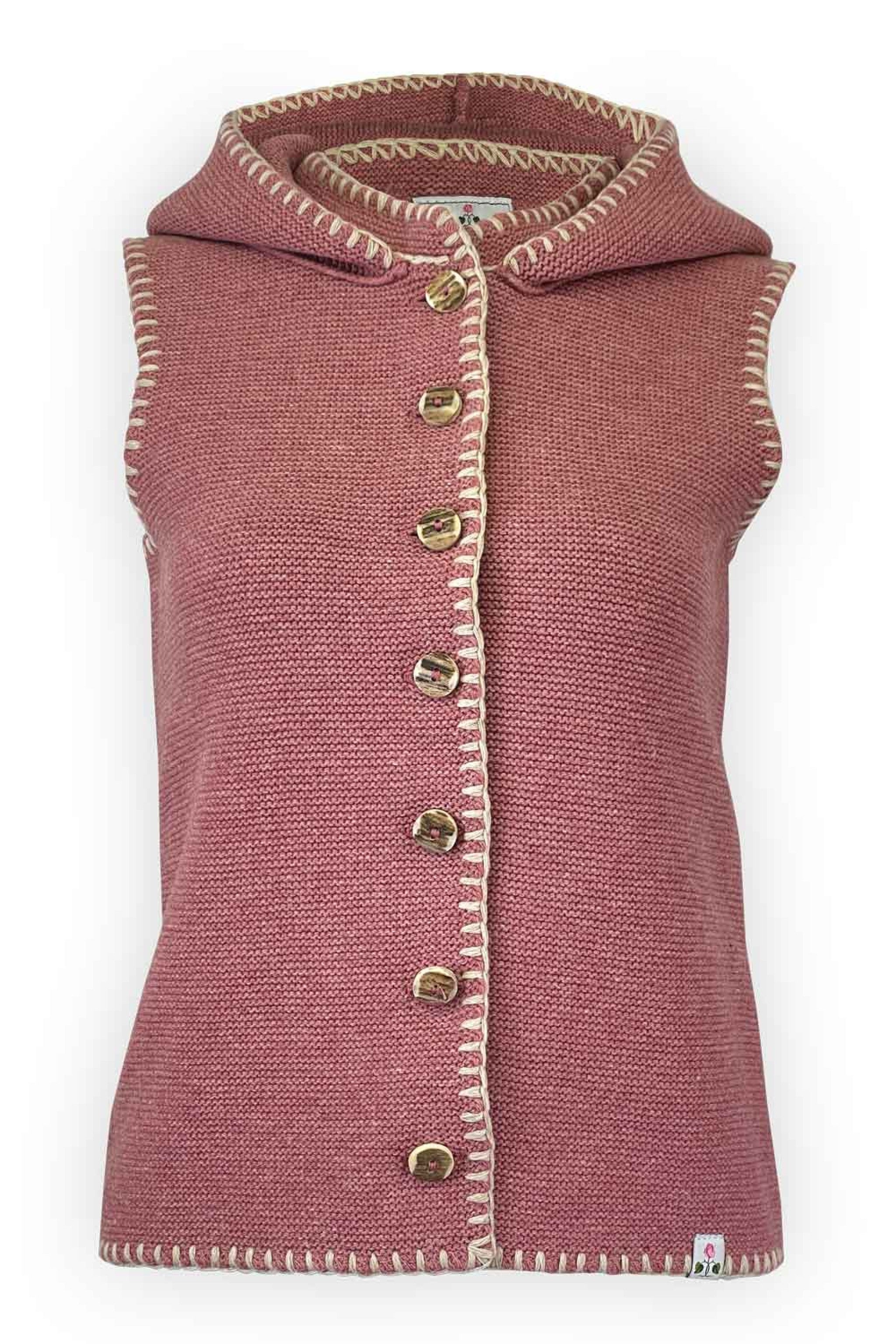 Damen-Kapuzenstrickweste mit Schlingsticheinfass