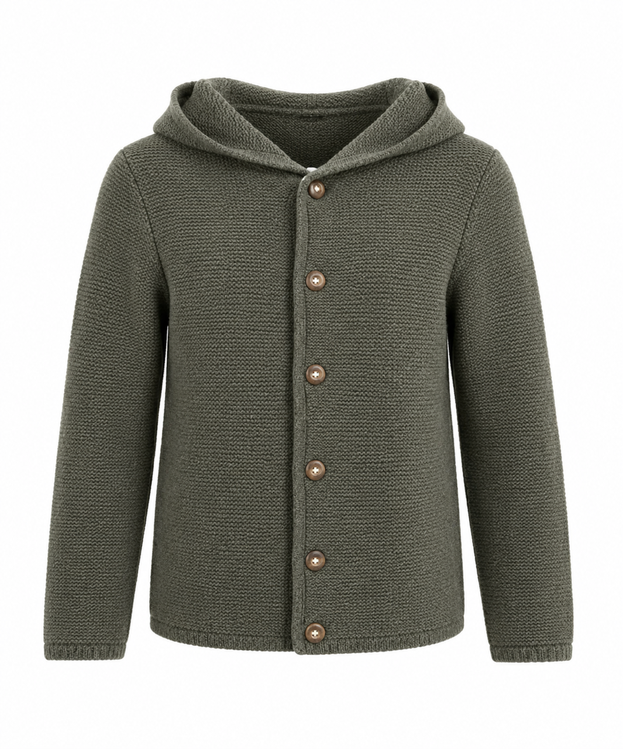Ki-Strickjacke ANZING mit Kapuze - 55/oliv