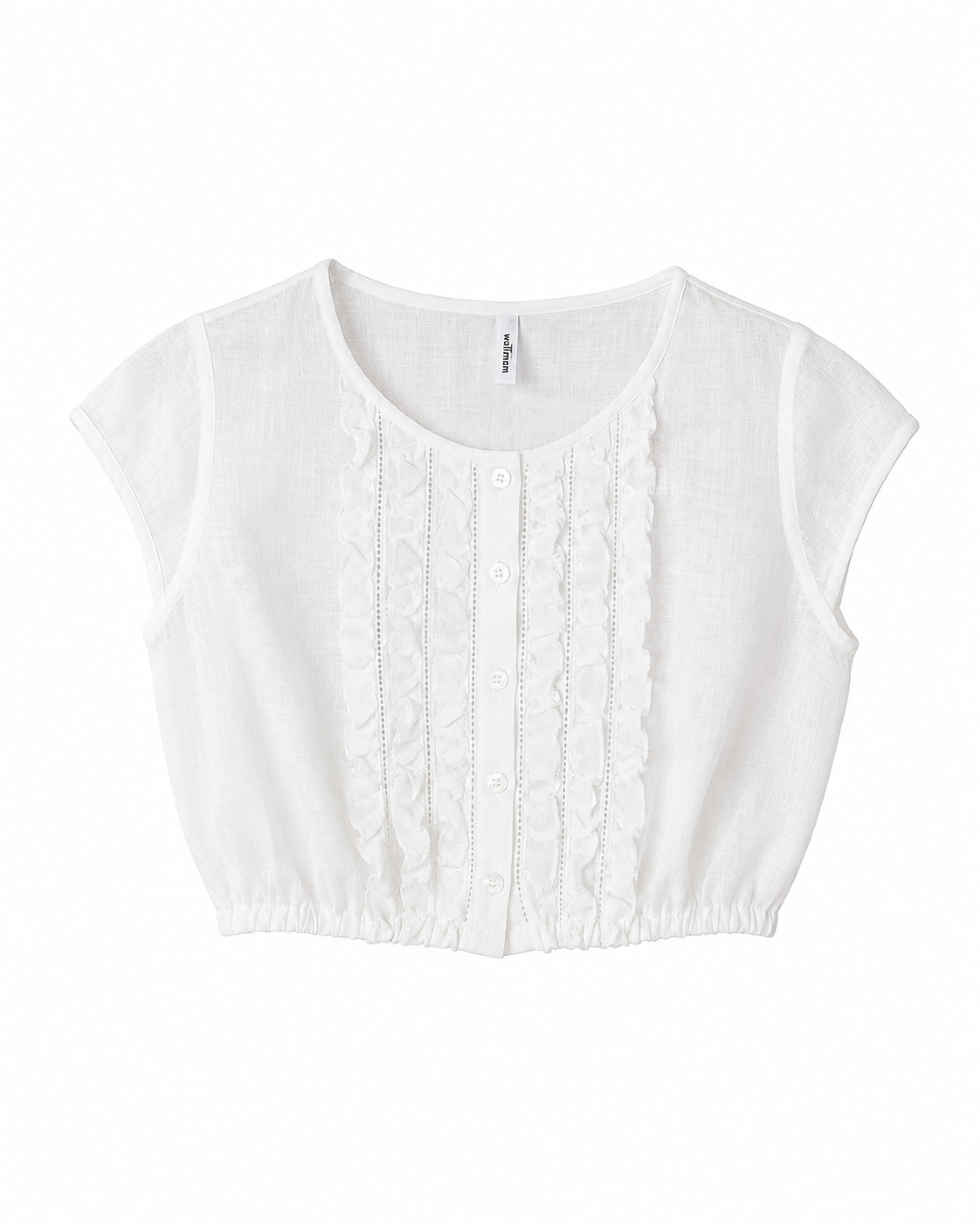 Dirndlbluse Kurzarm mit Rüschendetail - 11/weiß