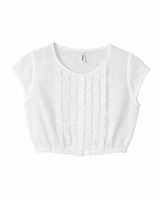 Dirndlbluse Kurzarm mit Rüschendetail - 11/weiß