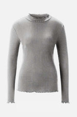 Damenshirt Feinripp mit Rüschensaum