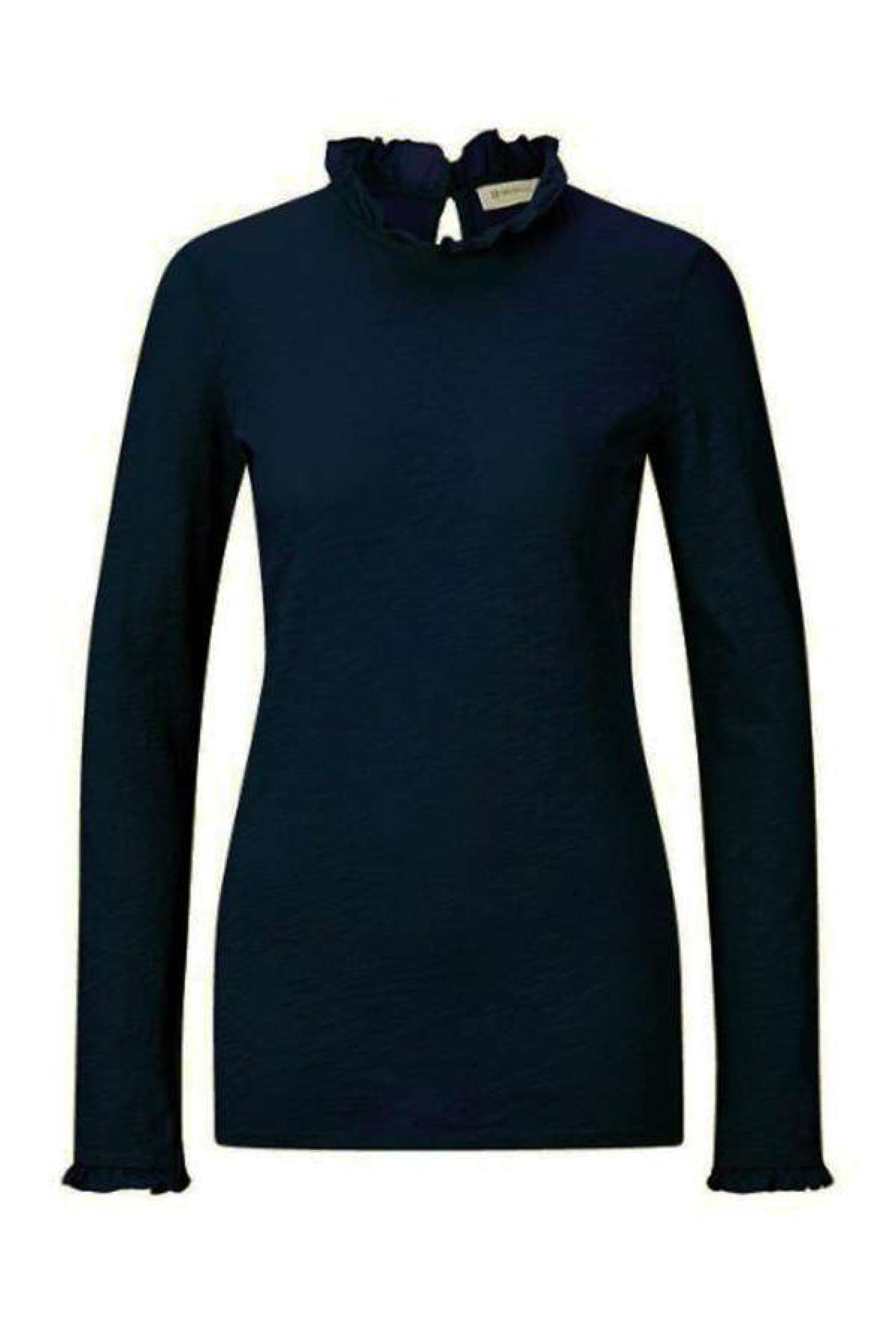 Damenshirt Basic mit Rüschenkragen