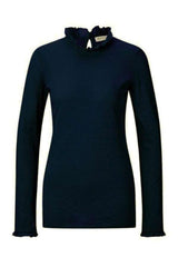 Damenshirt Basic mit Rüschenkragen