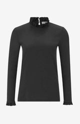 Damenshirt Basic mit Rüschenkragen