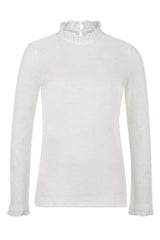 Damenshirt Basic mit Rüschenkragen