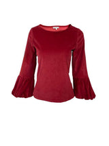 Cord Bluse mit Ballonärmel