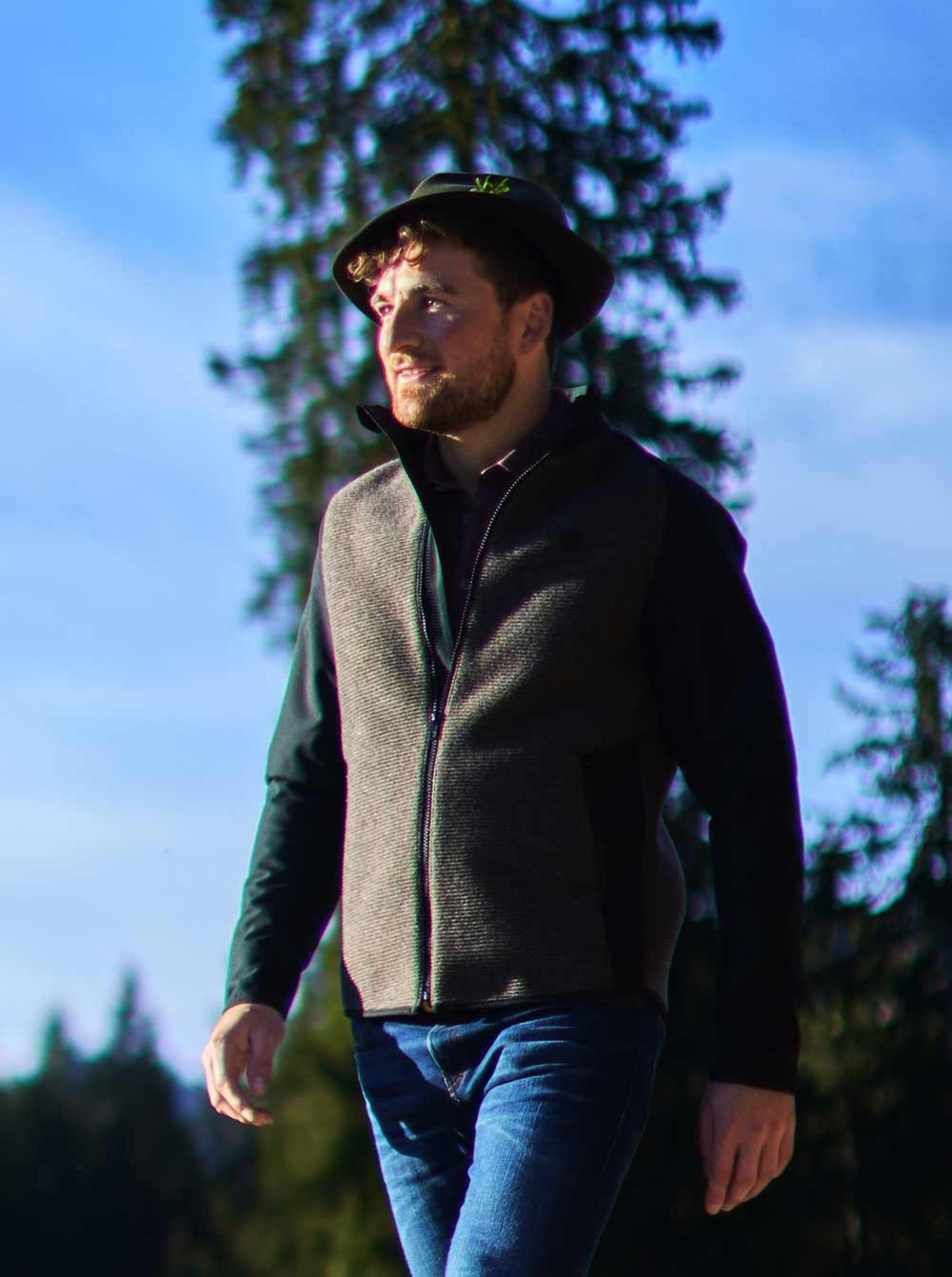 Wiesner Gwand | Strick-Softshell-Jack - braun-schw