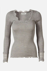 Langarmshirt mit Spitzenausschnitt