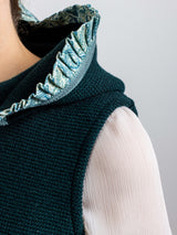 Damen Kapuzenstrickweste mit Borte