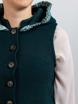 Damen Kapuzenstrickweste mit Borte