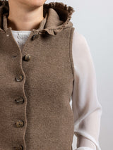 Damen Kapuzenstrickweste mit Borte