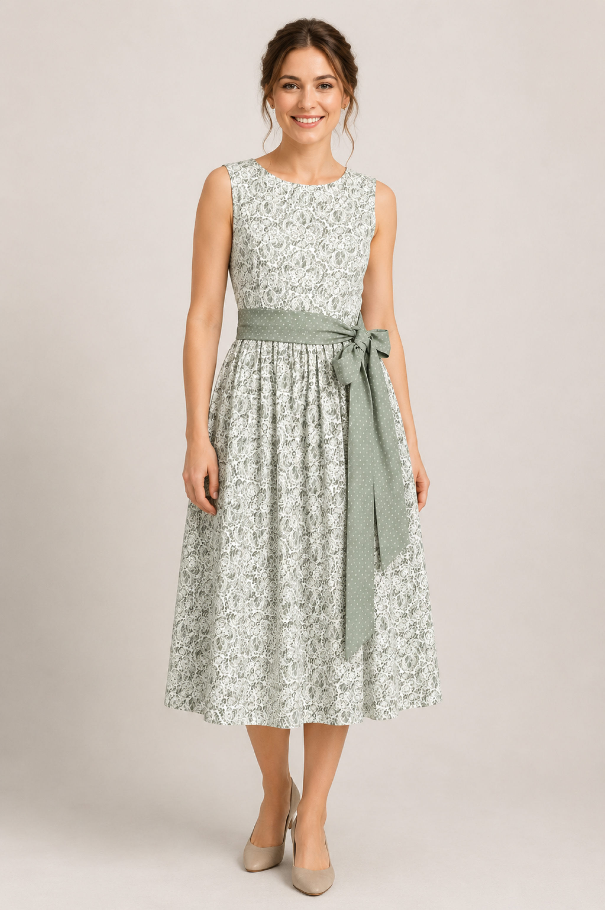 Kleid SURSEE inkl. Gürtel / 80cm - 59/weiß-grün