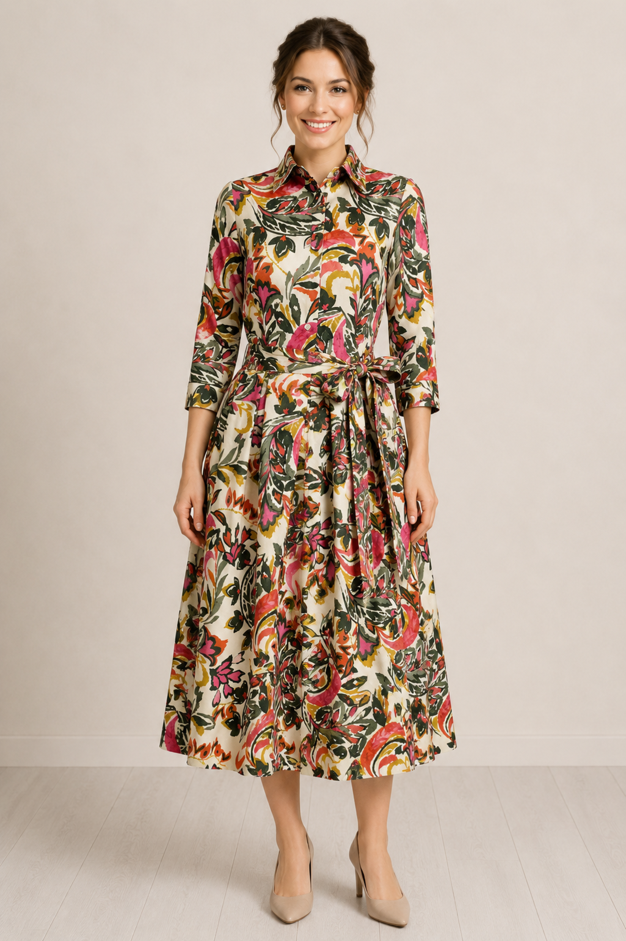Kleid MIKA (85cm) - 05/weiß-rosa-grün