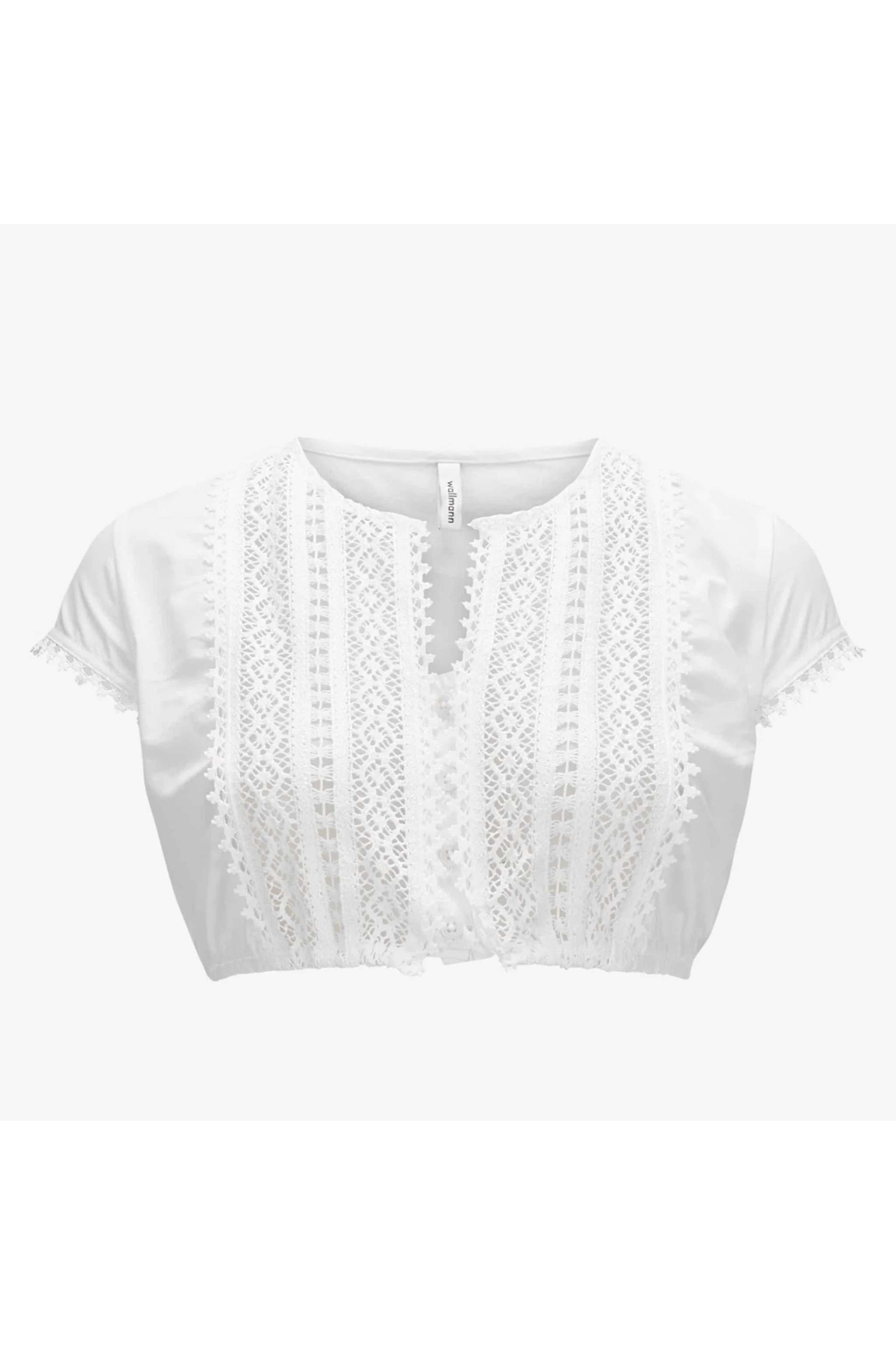 Dirndlbluse Kurzarm mit Baumwollspitz - 11/weiß