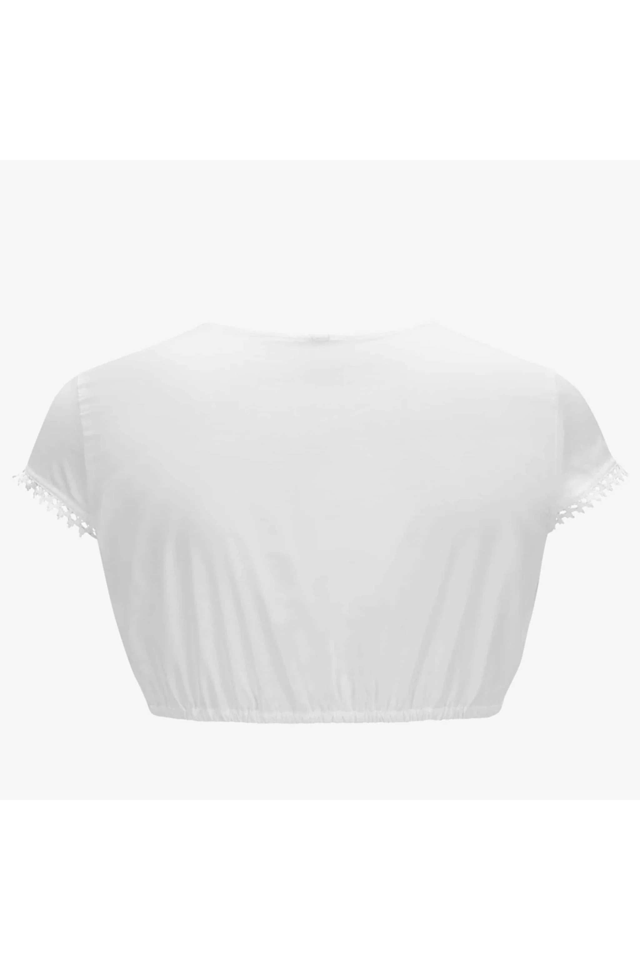 Dirndlbluse Kurzarm mit Baumwollspitz - 11/weiß