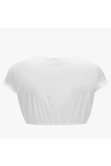 Dirndlbluse Kurzarm mit Baumwollspitz - 11/weiß