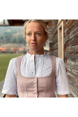 Dirndlbluse Oxford-Stretch - rautenweiß/rautenweiß