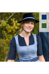 Feincord-Dirndlbluse mit offenem Rund - 40/grün