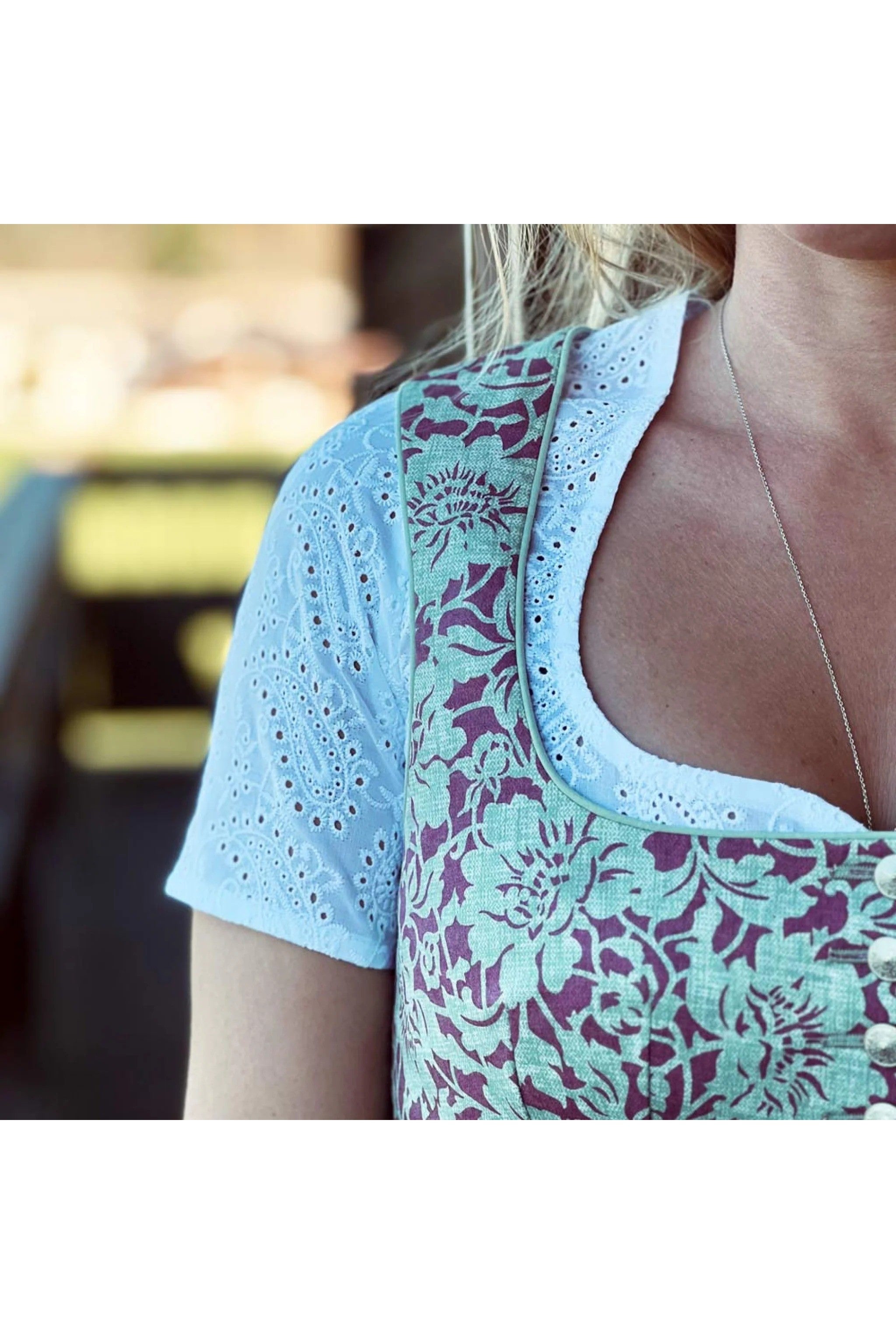 Dirndlbluse FLORISA Kurzarm mit Paisl - 11/weiß