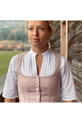 Dirndlbluse Kurzarm mit Biesen und Kr - 11/weiß