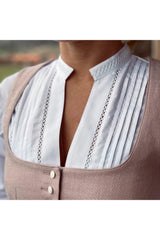 Dirndlbluse Kurzarm mit Biesen und Kr - 11/weiß