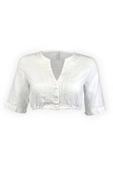 Dirndlbluse CATALEA Leinen V-Ausschni - 11/weiß