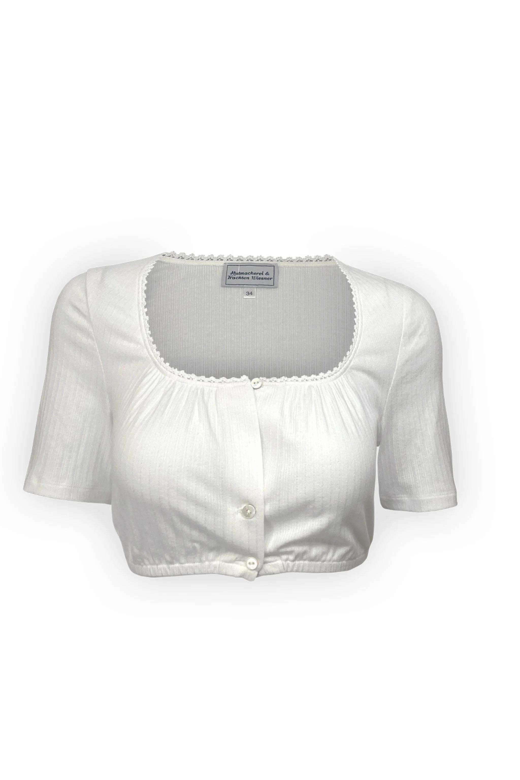 Stretch-Dirndlbluse mit Rundhalsaussc - 04/weiß