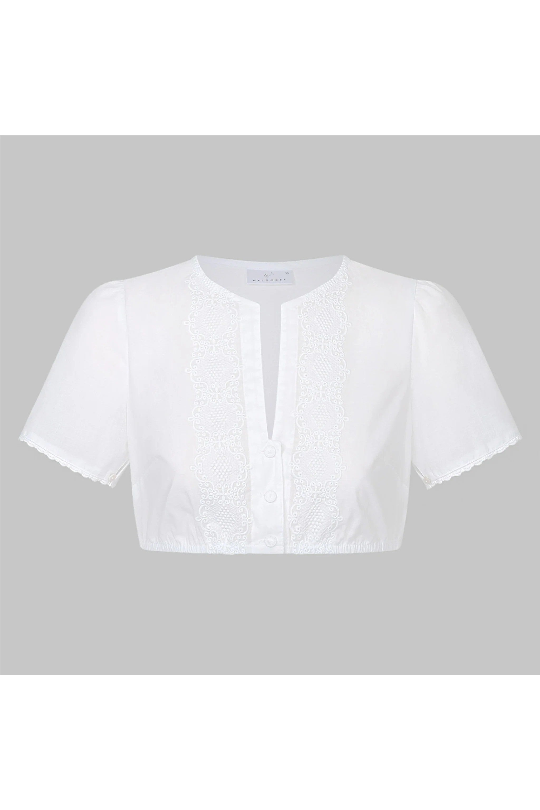 Dirndlbluse mit Stickerei und offenem - 04/weiß