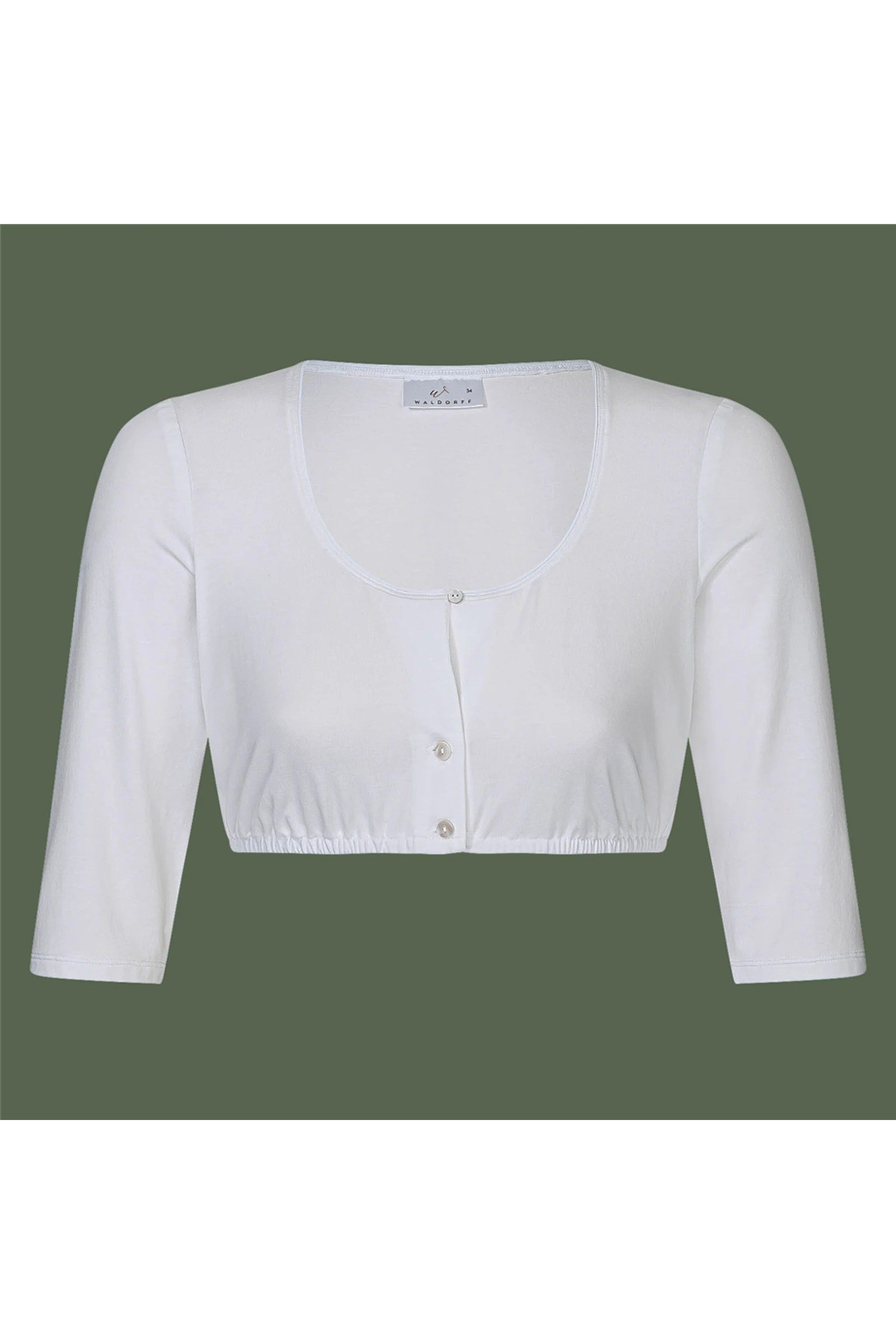 Jersey-Dirndlbluse mit Rundhalsaussch - 04/weiß