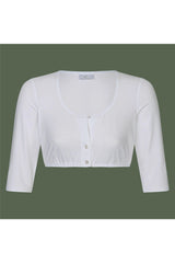 Jersey-Dirndlbluse mit Rundhalsaussch - 04/weiß
