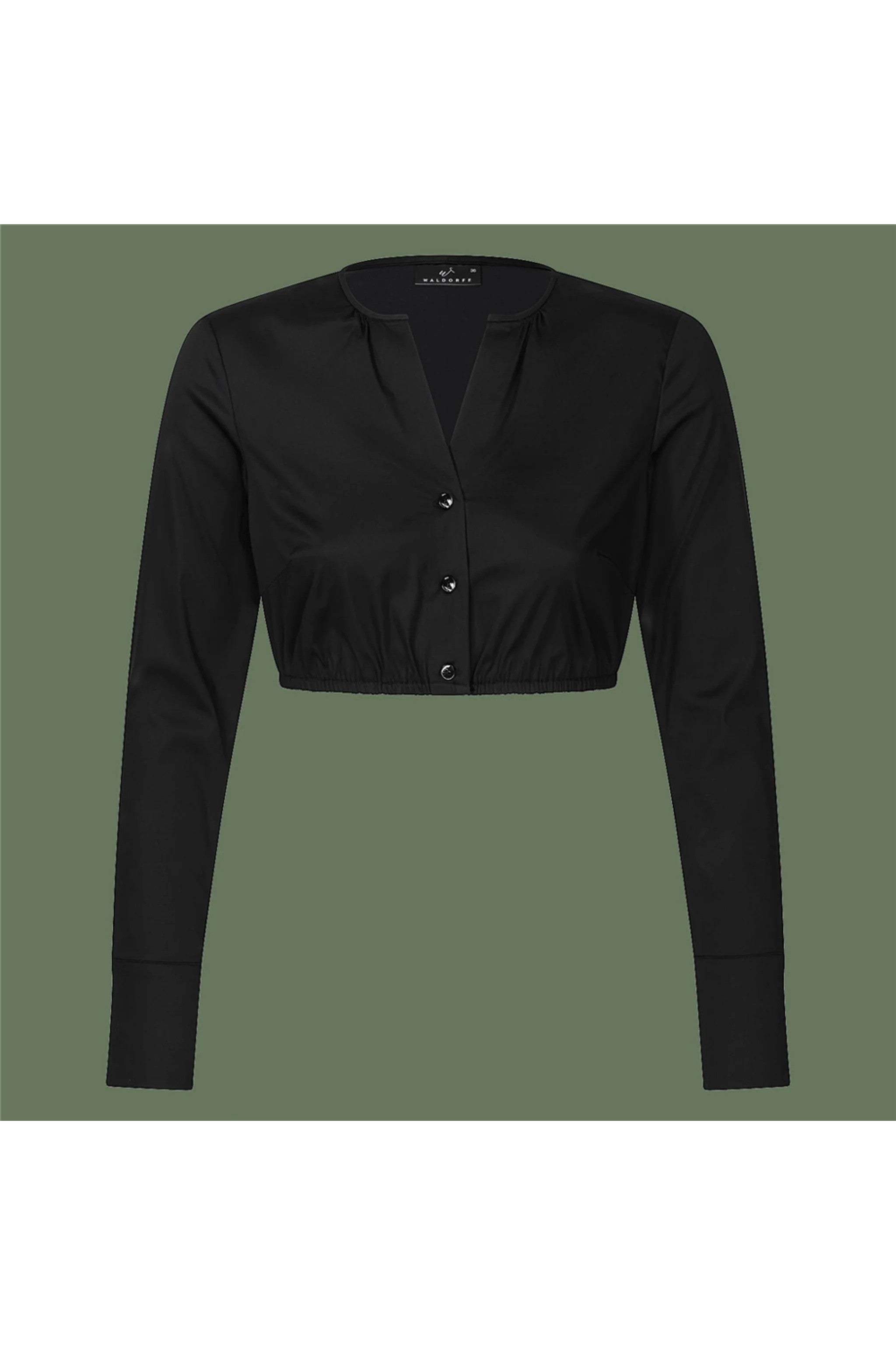 Dirndlbluse ALBA Langarm V-Ausschnitt - 08/schwarz