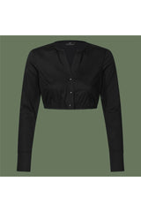 Dirndlbluse ALBA Langarm V-Ausschnitt - 08/schwarz