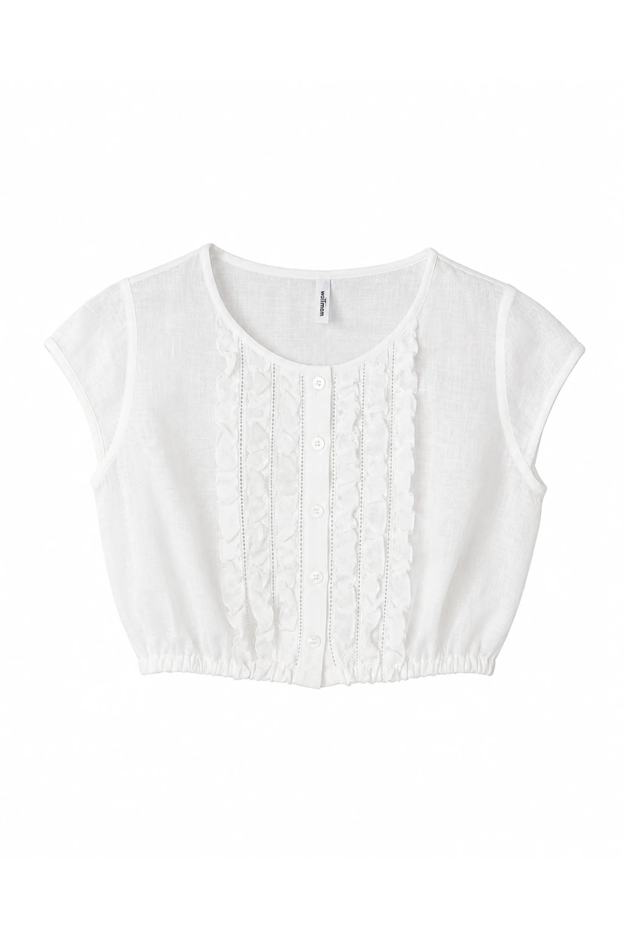 Dirndlbluse Kurzarm mit Rüschendetail - 11/weiß