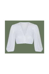 Dirndlbluse mit V-Ausschnitt und 3/4-