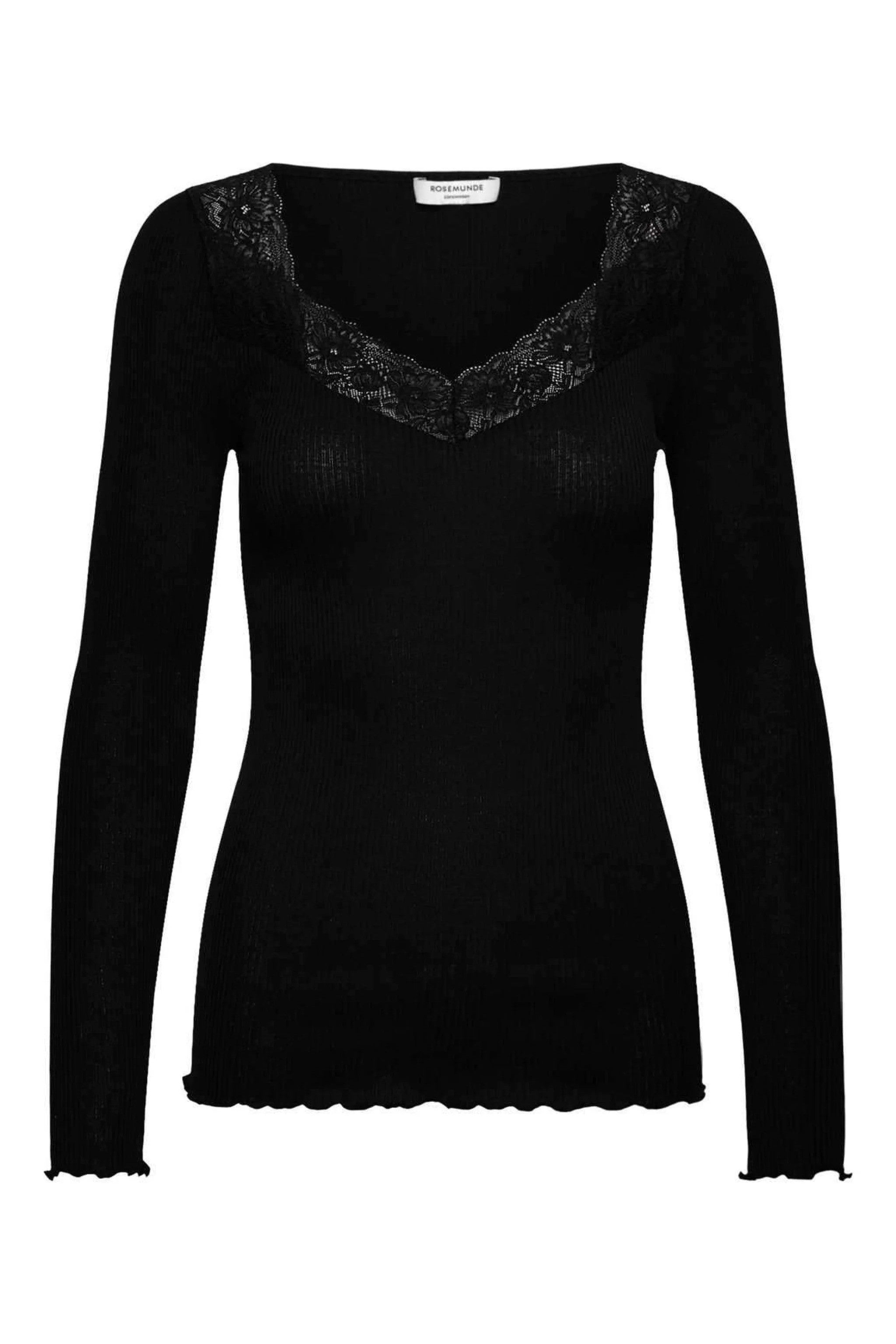 Langarmshirt BEATHA m. Spitzen Ausschnitt