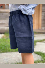 Ki-Leinenshorts kurz - BLB/bilberry blue owl