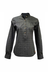 Bluse NANA-LANGARM Glitzer-Karo - 721/grau-gold