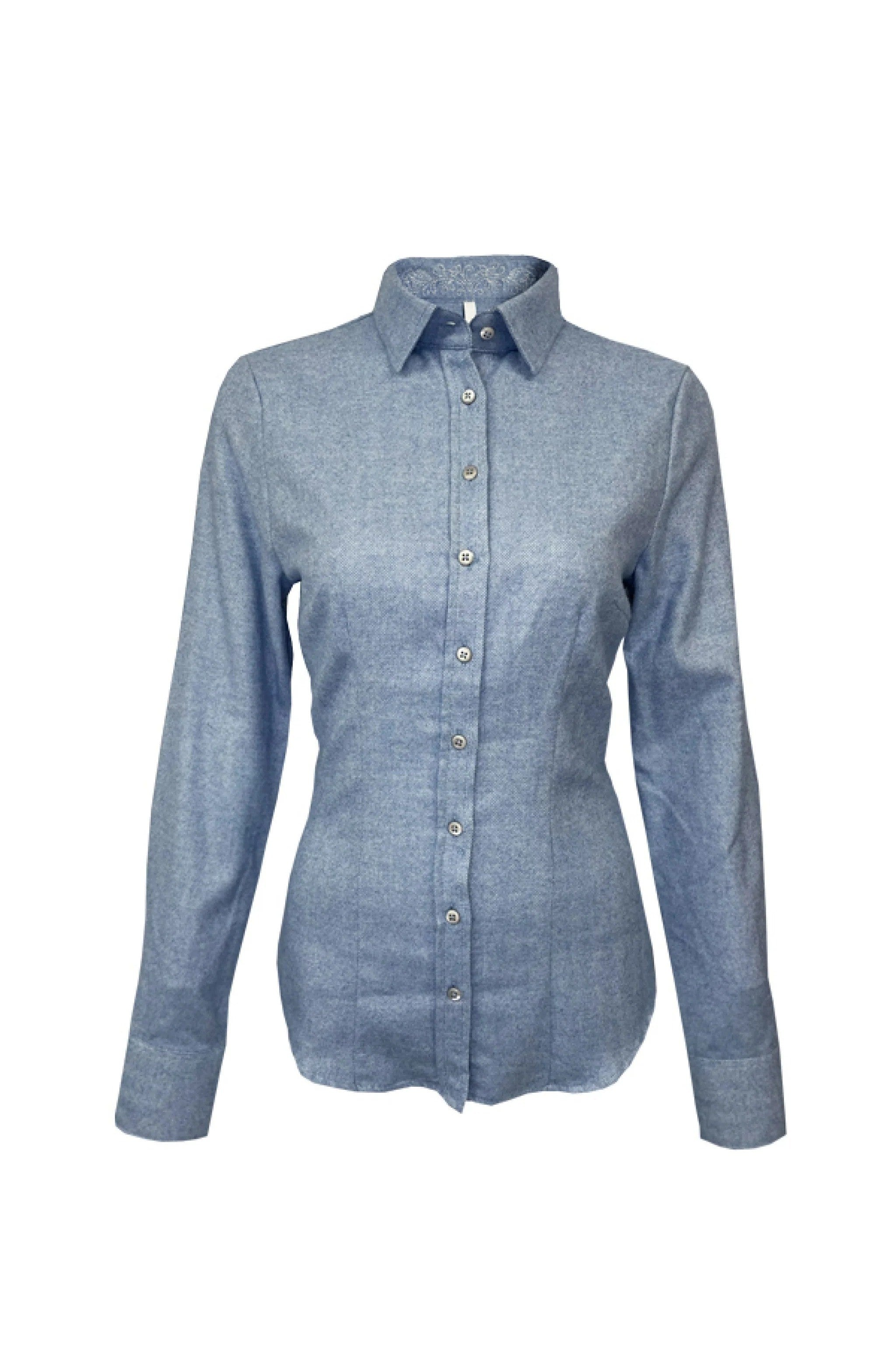 Flanell-Bluse mit Fischgratmuster