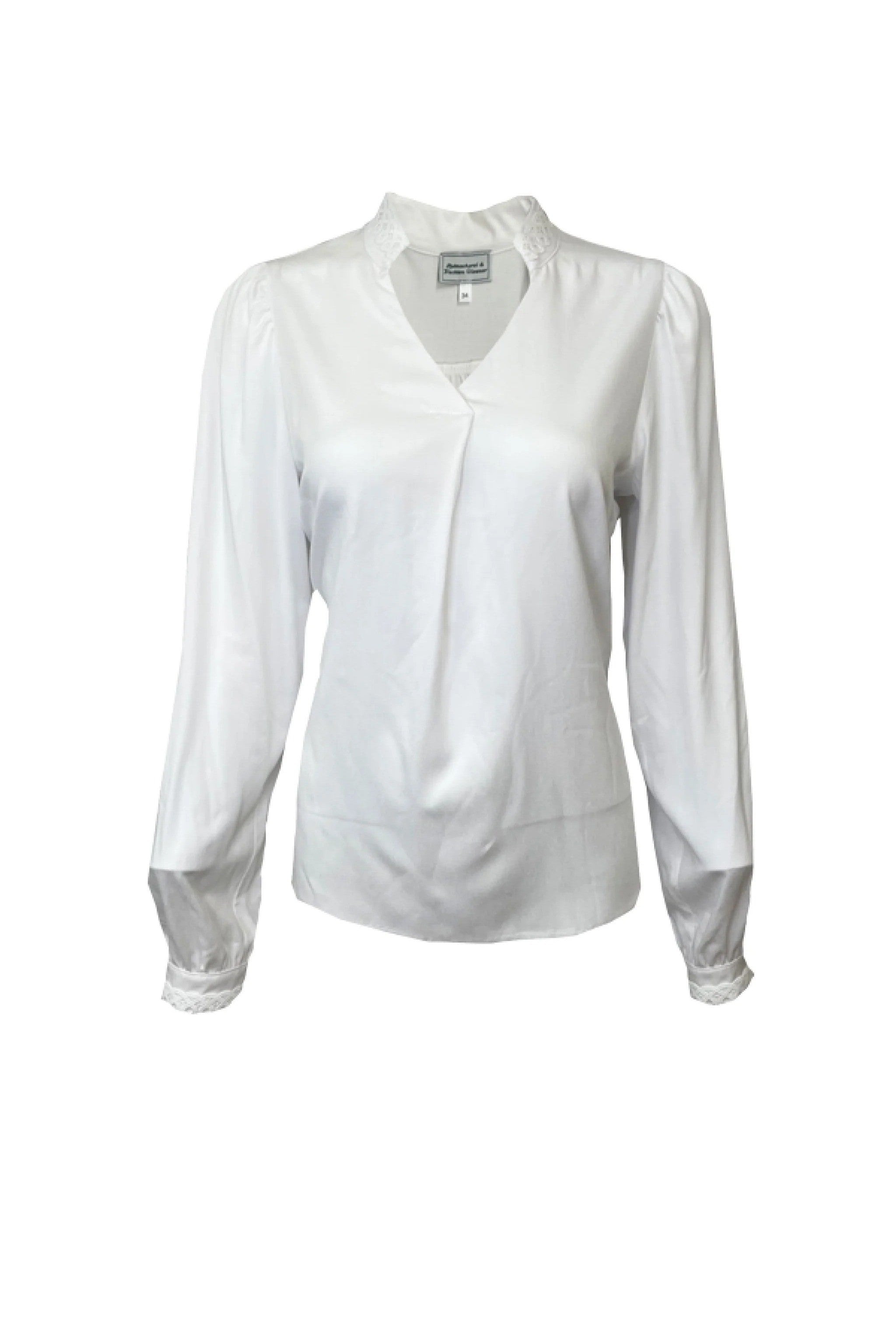 Bluse Langarm mit besticktem Kragen - 04/weiß
