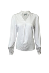 Bluse Langarm mit besticktem Kragen - 04/weiß
