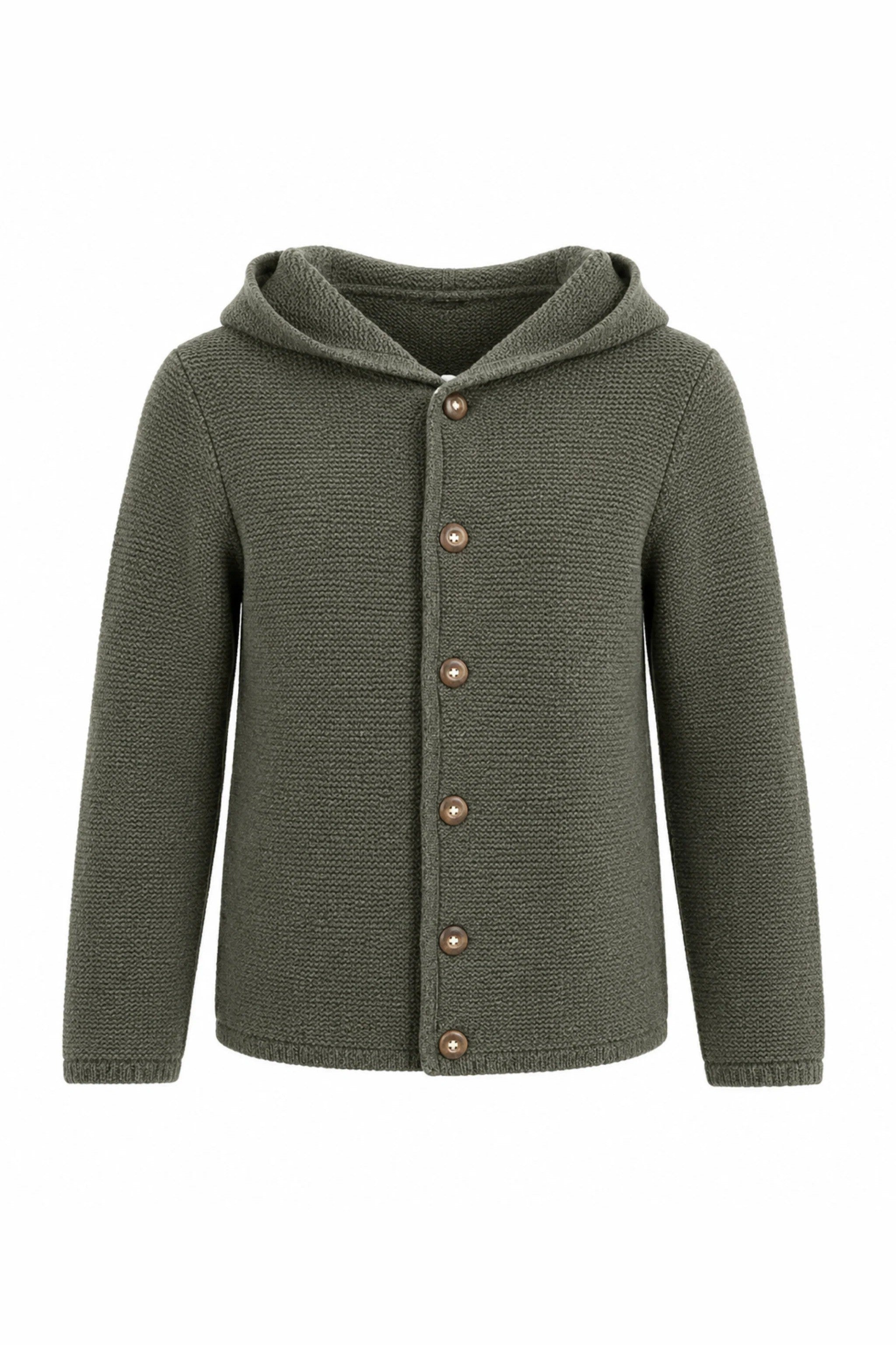 Ki-Strickjacke ANZING mit Kapuze - 55/oliv