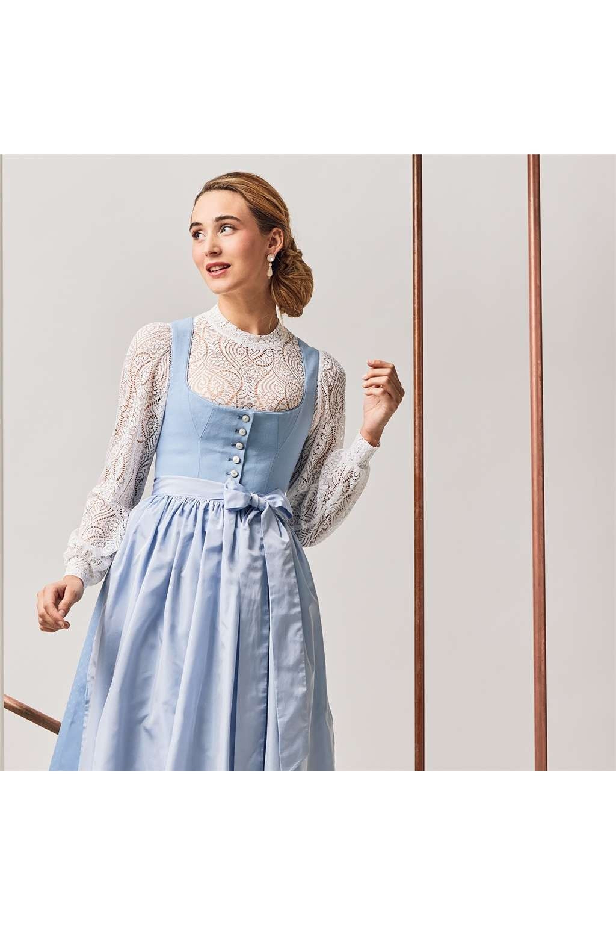 Dirndlbluse DAHLIA Langarm - 04/weiß