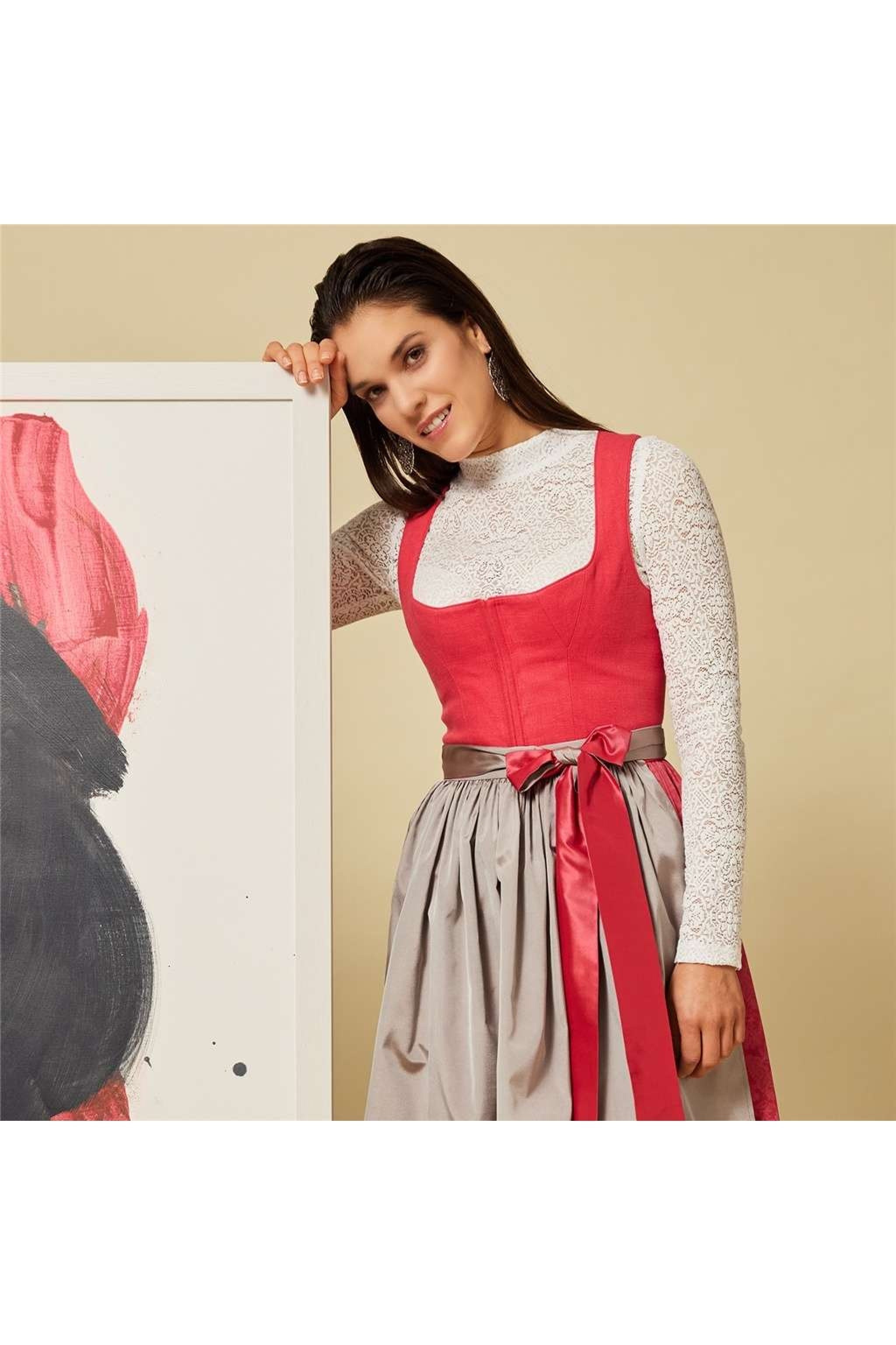 Dirndlbluse LUNA Langarm - 04/weiß
