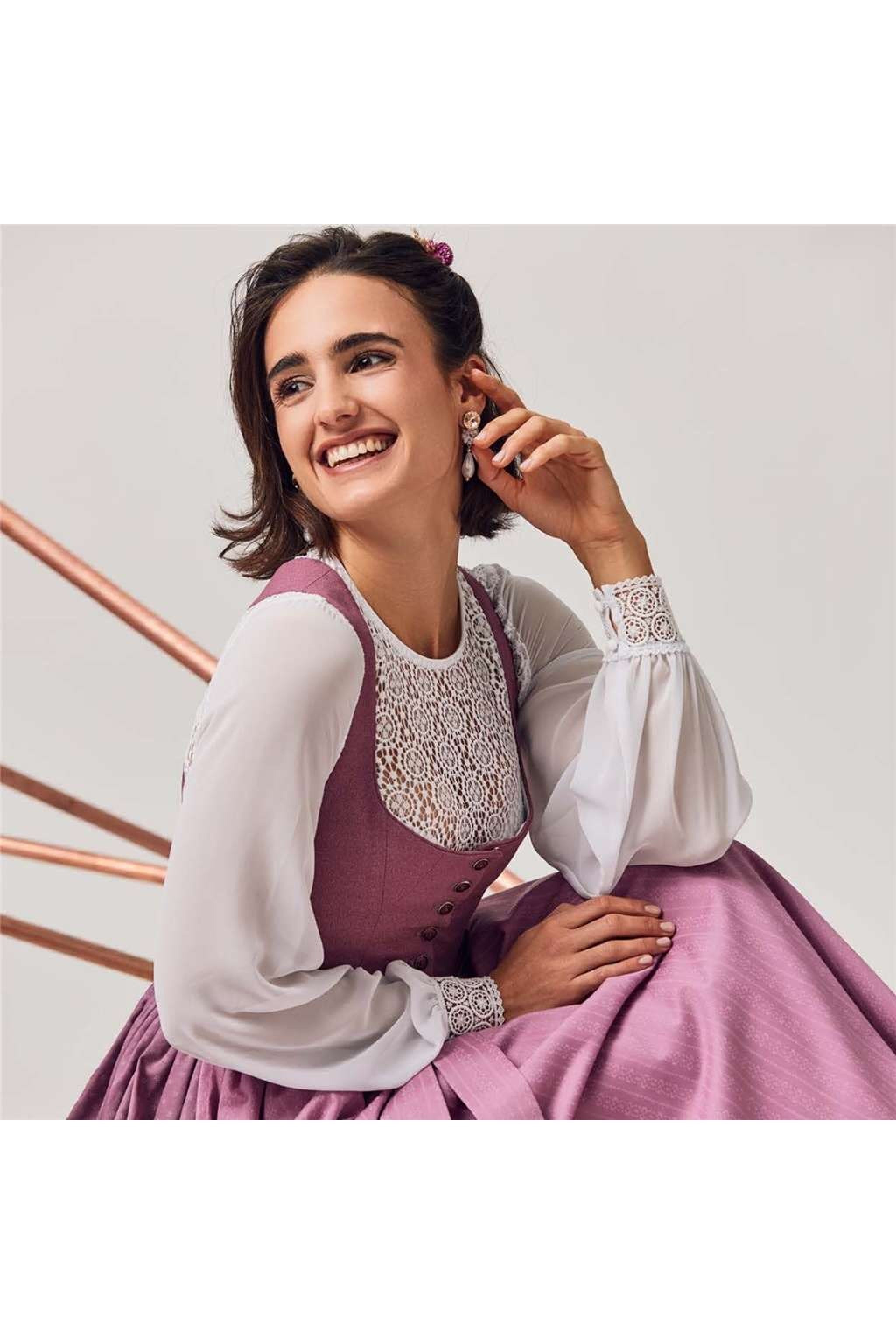 Dirndlbluse LETIZIA Langarm - 04/weiß