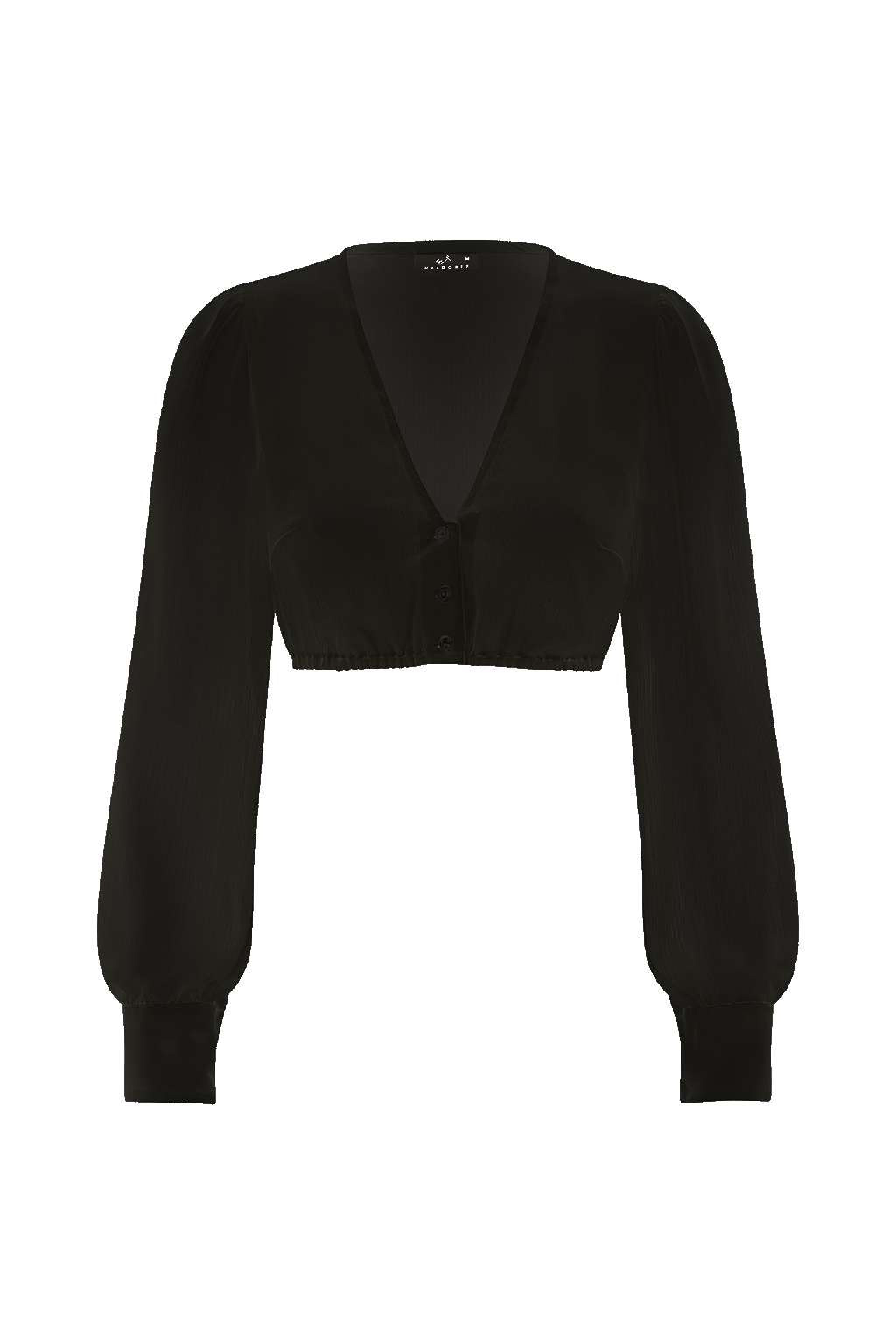 Dirndlbluse Langarm Chiffon - 08/schwarz