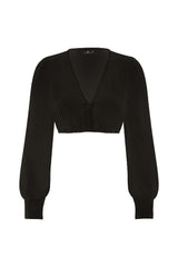 Dirndlbluse Langarm Chiffon - 08/schwarz