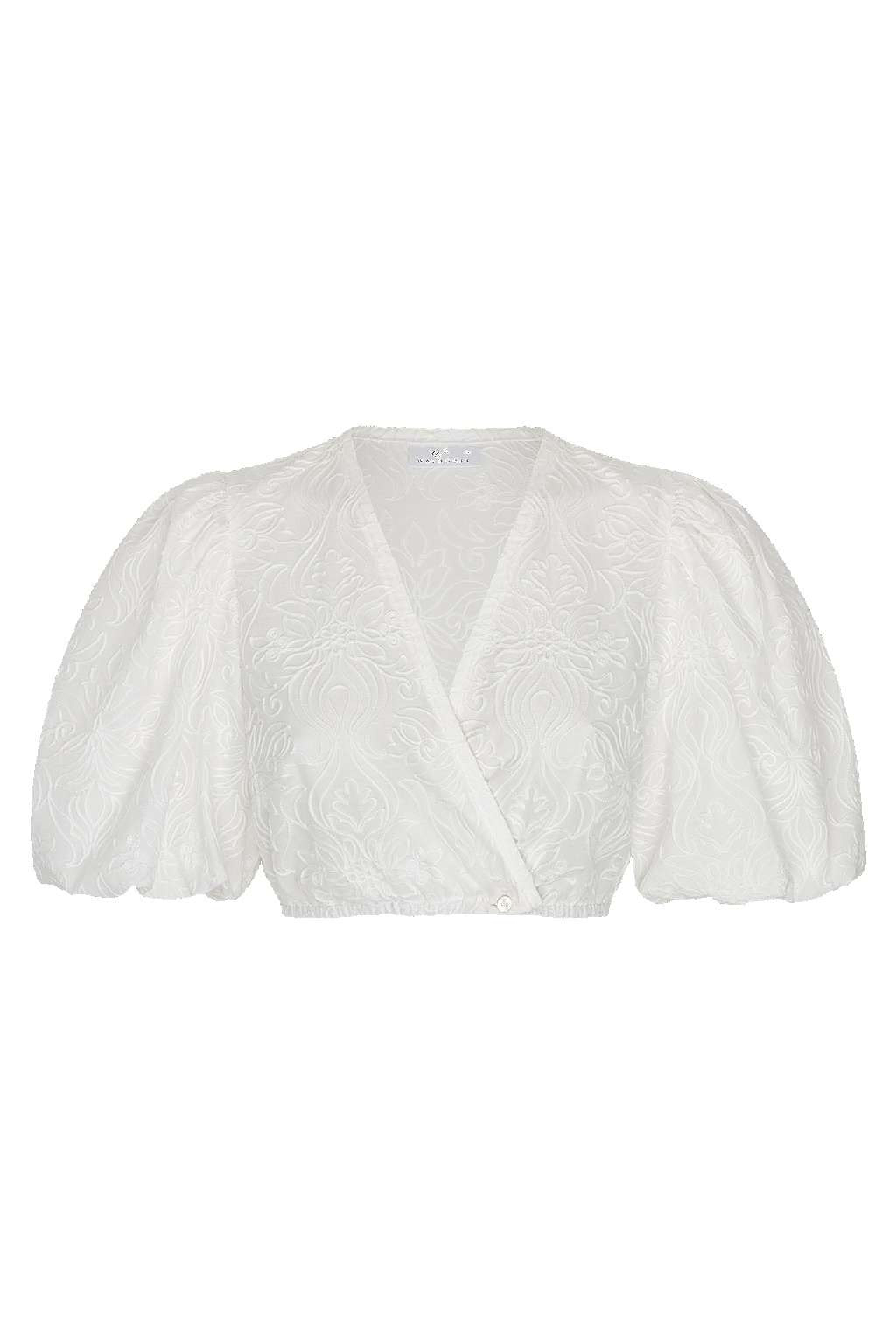Dirndlbluse LARA mit Allover-Stickere - 03/creme