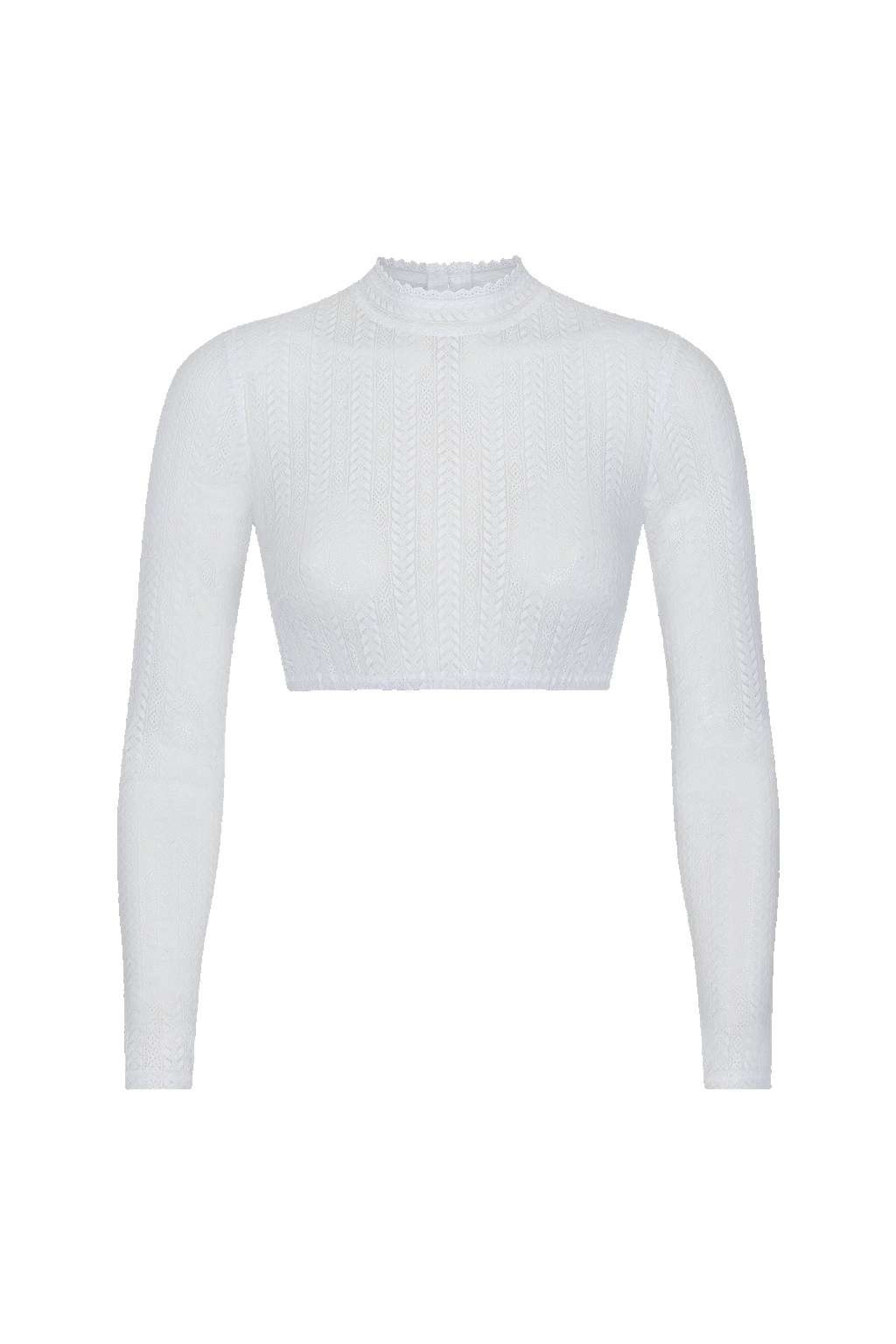 Spitzen-Dirndlbluse Langarm hochgesch - 04/weiß