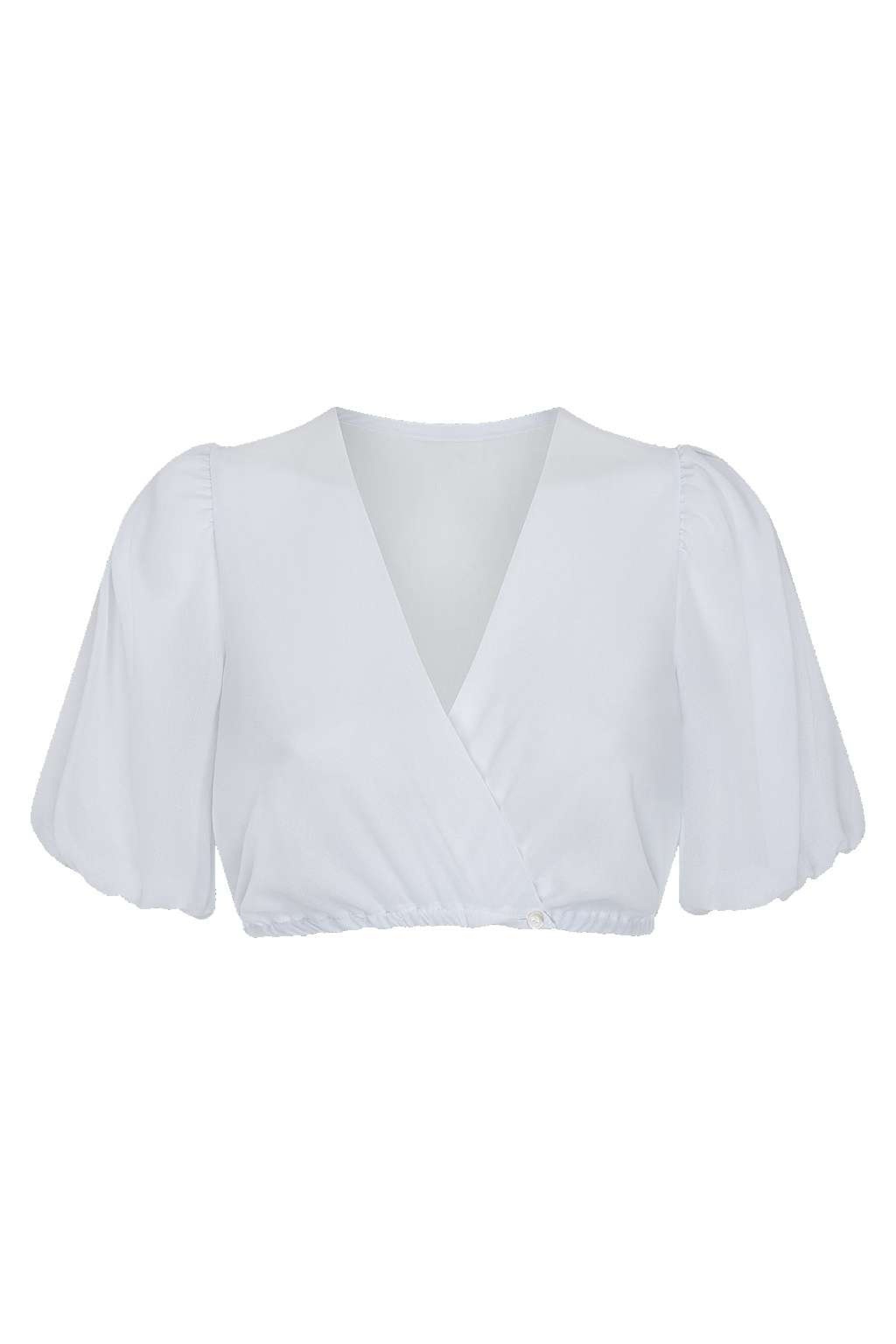 Chiffon-Dirndlbluse LEJLA mit V-Aussc - 04/weiß