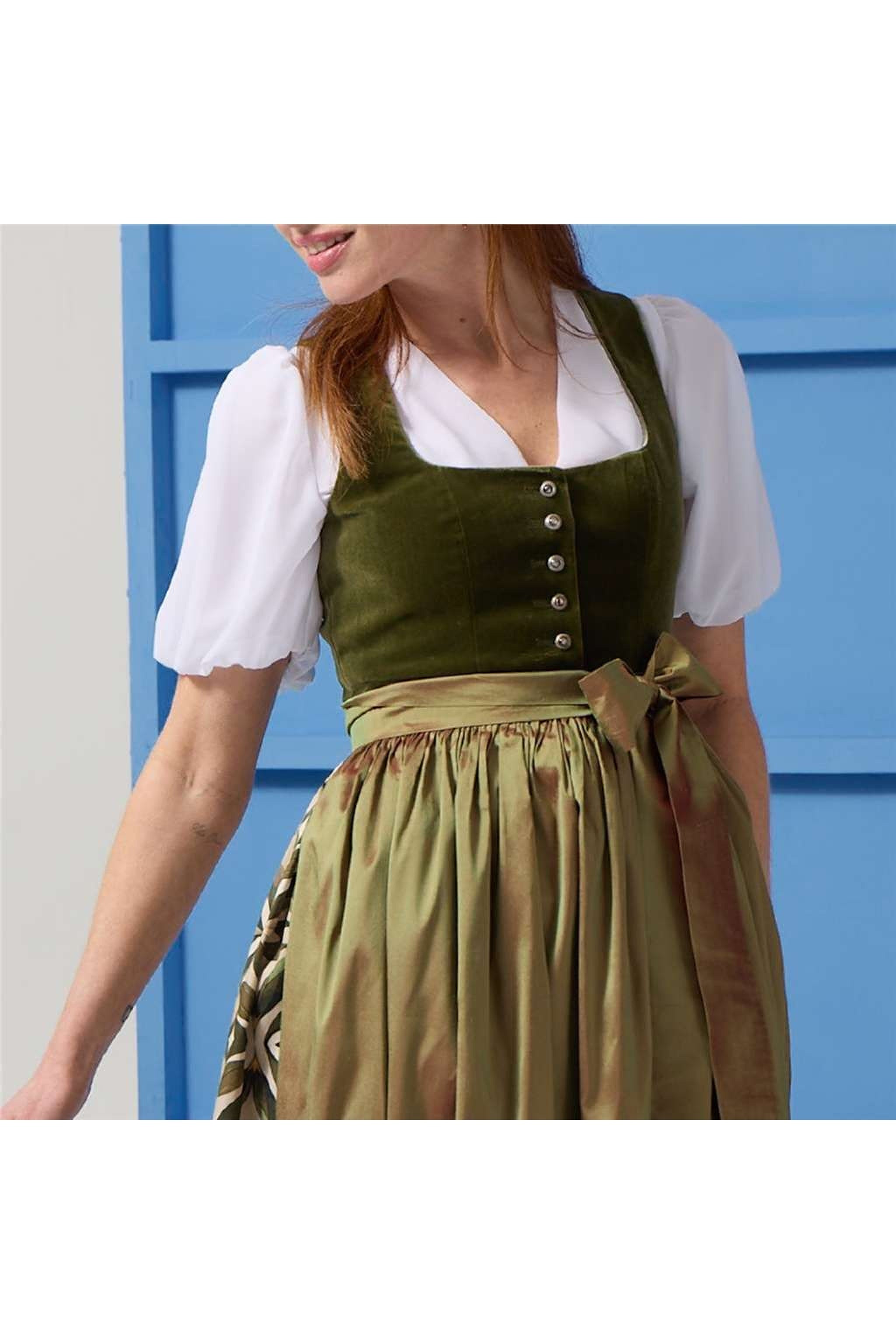 Chiffon-Dirndlbluse LEJLA mit V-Aussc - 04/weiß